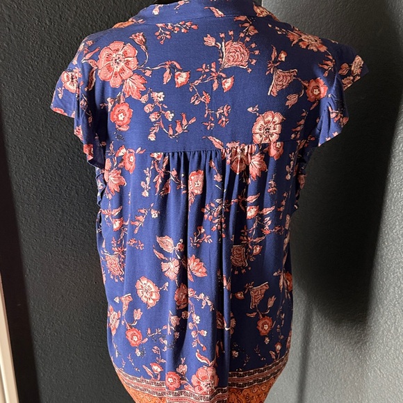 Gypsies & Moondust Bohemian Floral Blouse - Navy and Rust - Picture 7 of 7